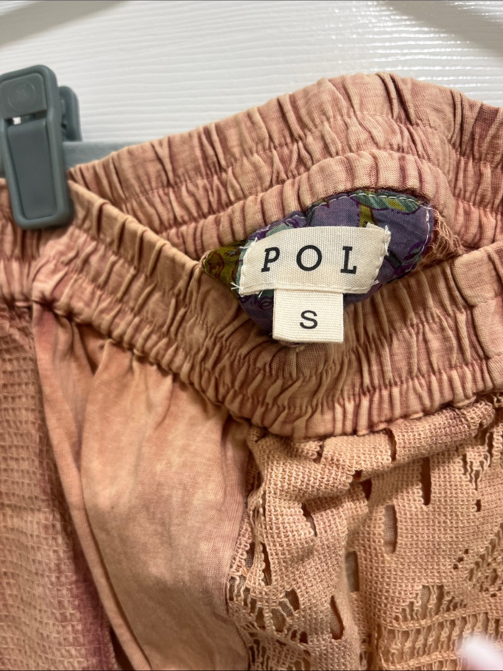 POL Patchwork pants in Peach with Teal & Navy Accents - Picture 4 of 5